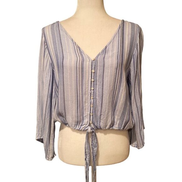 American Eagle Crop Top Size Medium Stripe - Picture 1 of 12